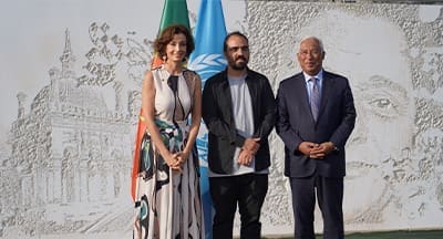 Foi inaugurado um mural do artista português Vhils na Unesco, em Paris
