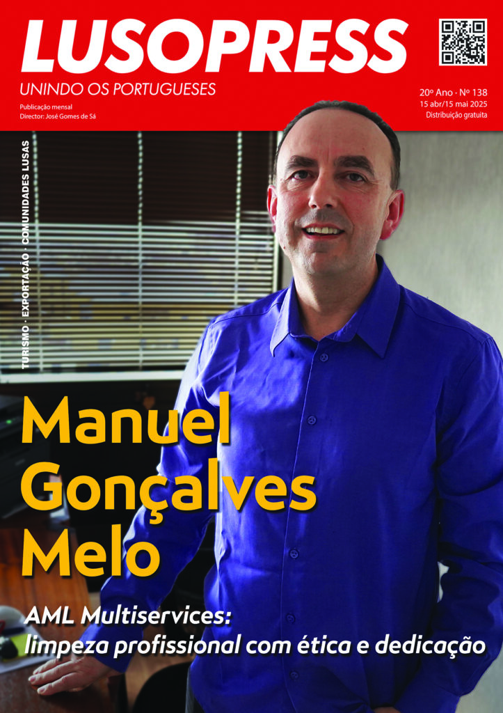 Na edição 138, a LusoPress Magazine abril 2025 destaca a condecoração do apresentador e ator Fernando Mendes pelo Presidente da República, Marcelo Rebelo de Sousa. E ainda o sucesso do empresário Manuel Gonçalves Melo em França.